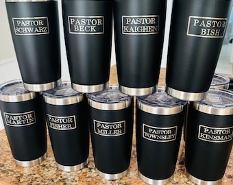 Personalized Pastor Tumbler: Engraved Coffee Cup, Appreciation Gift