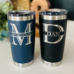 Cup with Initial | YETI 20 on.cup| Tumbler for Dad| Personalized Initial Tumbler| Stainless Steel Cup| Custom Insulated Tumbler|