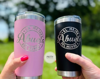 Personalized Abuelo & Abuela Tumbler Set: Spanish Pregnancy Announcement Gift
