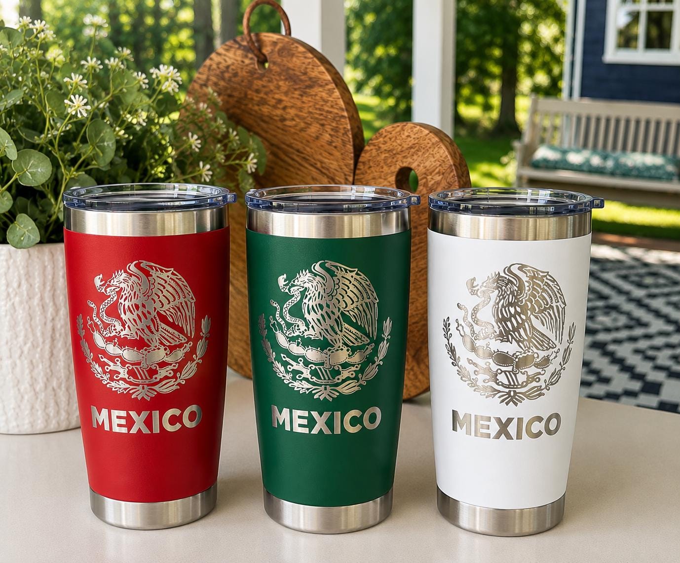 Mexican Flag Tumbler: Laser Engraved Stainless Steel Travel Mug - Etsy