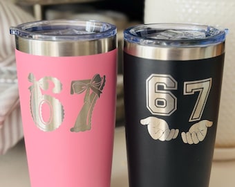 6-7 Meme Stainless Steel Tumbler | Trendy Bow Cup for Teens