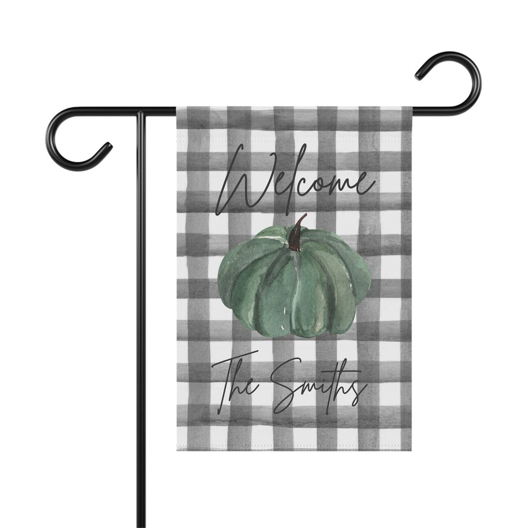 Fall Welcome Garden Flag Pumpkin Welcome Flag Last Name - Etsy