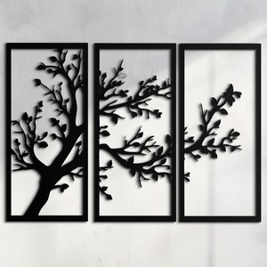 Unique 3-Panel Tree of Life Metal Art - Chic Wall Decor for Office