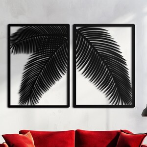 Palm Tree  Metal Wall Art, Set of 2 Palm Leaf Wall Art, Boho Wall Decor, Metal Tropical Leaves,  Modern Wall Hanging, Botanical Wall Art