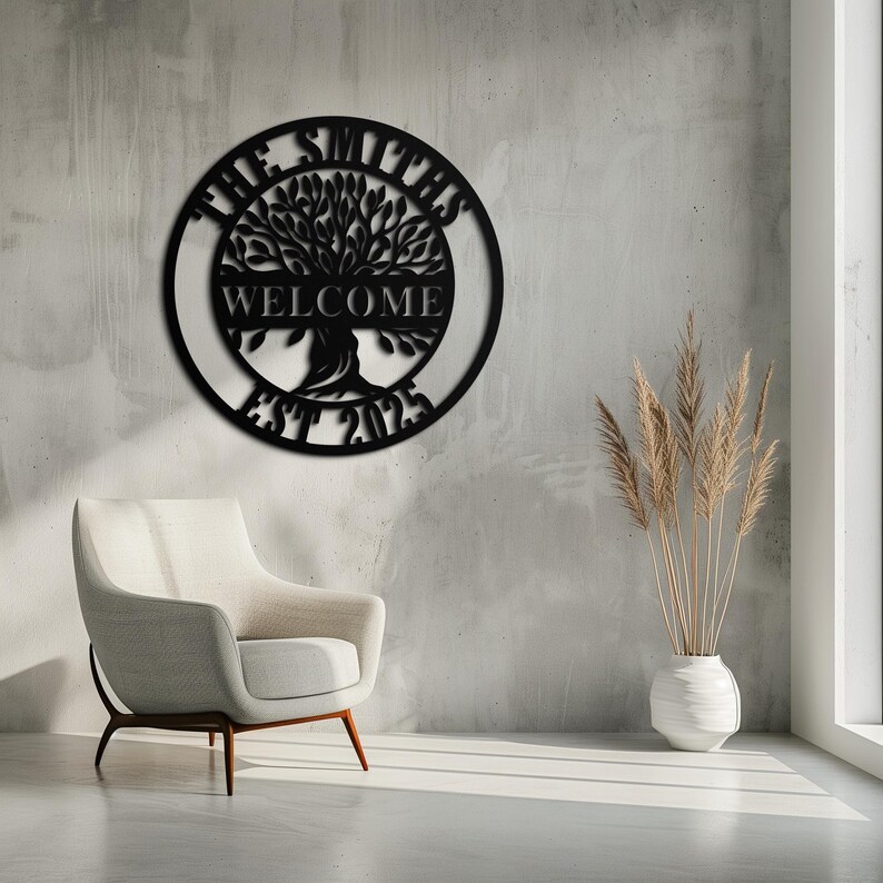 Custom Family Name Metal Tree of Life Sign, Personalized Wall Art - Etsy