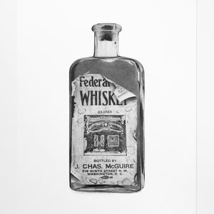 Federal Seal Whiskey Art Print | Home Bar Decor | Liquor Bottle Art | Vintage Style | Prohibition Speakeasy Bar