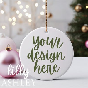 Christmas Ceramic Ornament Mockup Blank Round White Ceramic Christmas Ornament Christmas Mock ups Canva Mock up Bundle Mockup Bundle