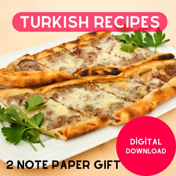 Minced Meat Pide, Pide Recipe, Turkish Pide, Turkish Cuisine, Digital DownloadTraditional Flavors, Gift Notebook, Home Cooking, Cook Book