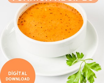 Tarhana Soup Recipe, Homemade Soup Recipe,  Turkish Recipe, Vegetarian recipe, Turkish cuisine,Authentic Turkish food, Digital Download