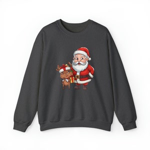 Unisex Santa Claus and reindeer print Sweatshirt, Christmas Sweatshirt , Reindeer Print Sweatshirt, Christmas GiftIdeas, Christmas 2024 image 10