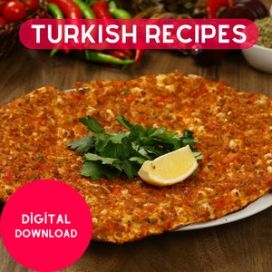 Vegetarian Lahmacun Turkish Cuisine, Vegan Recipes, Turkish Recipe, Lahmacun Recipe, Healthy Recipes, Vegetarian  Options, Digital Download