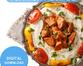 Alinazik-Rezept, türkisches Rezept, türkische Küche, traditionelles türkisches Essen, Geschenknotizbuch, hausgemachtes Kochen, digitales Rezept, digitaler Download
