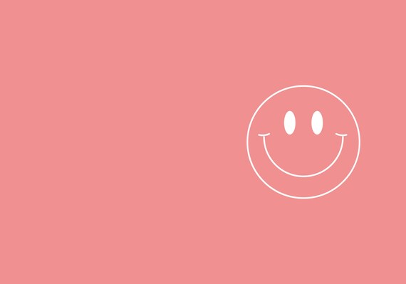 Pink Smiley Face Thank You Card Digital Download - Etsy
