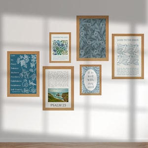Christian Wall Art Collection in Blue | Printable Wall Art | Scripture Art | Bible Decor | Christian Decor | Blue Gallery Wall