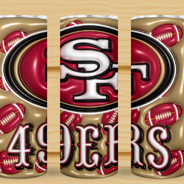 3D Inflated San Francisco 49errs Football 300 DPI PNG Bubble Tumbler, 20oz puffy Sports files, Football Cut File,