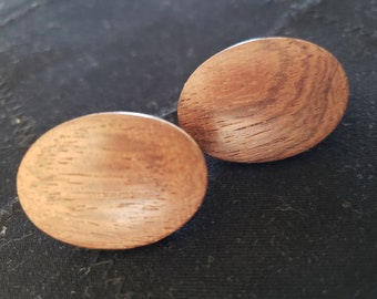 Vintage wood clip on earrings