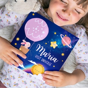 Livre d'histoires personnalisé sur l'espace pour enfants | Nom personnalisé Aventure au coucher | Idée cadeau d'anniversaire pour tout-petit | Livre de souvenirs pour bébé