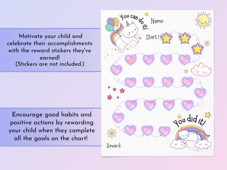 Printable Reward Chart Girl's Stickers Chart Toddler - Etsy