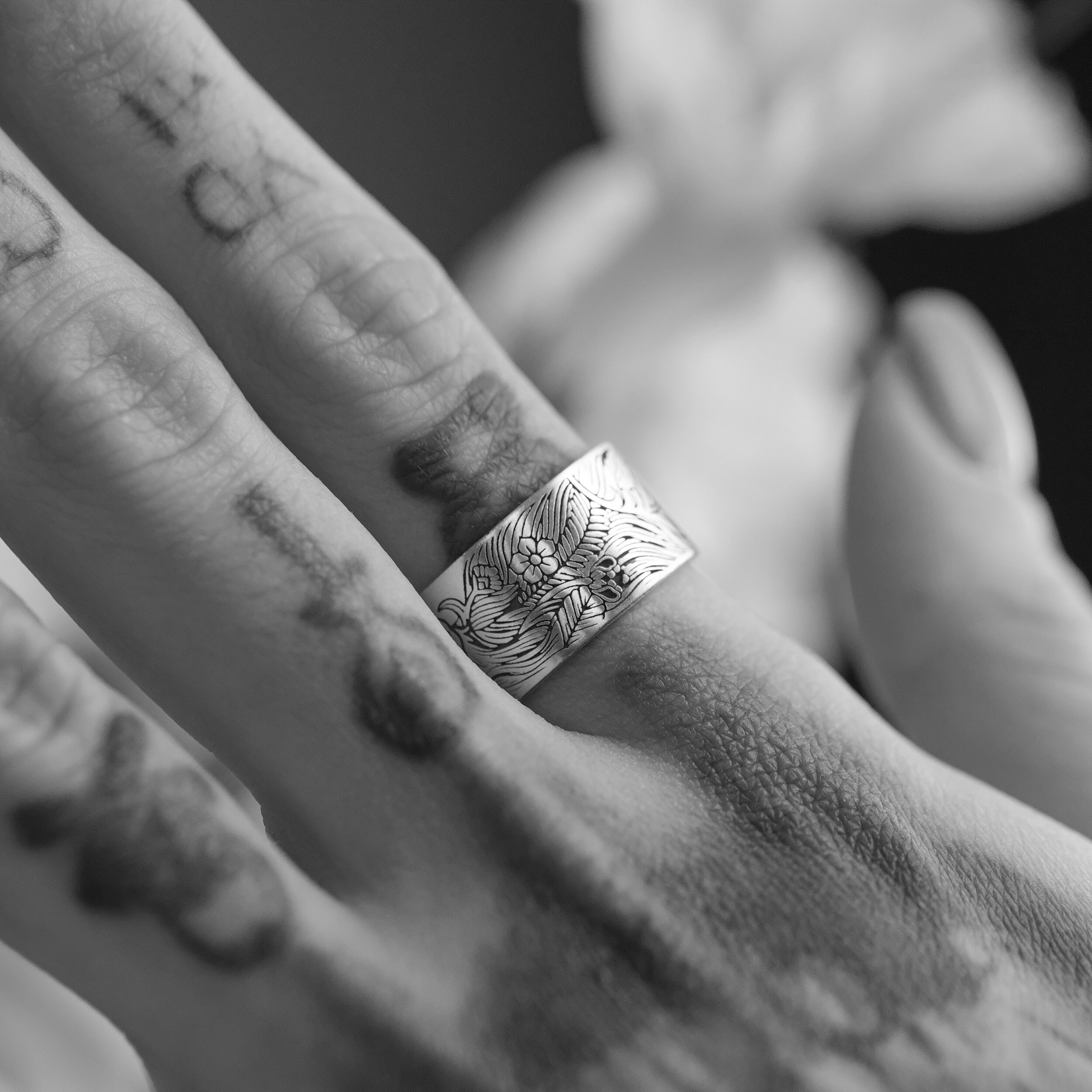 Custom Fox Tail Ring - 925 Sterling Silver Adjustable Name Engraved Ring For Women