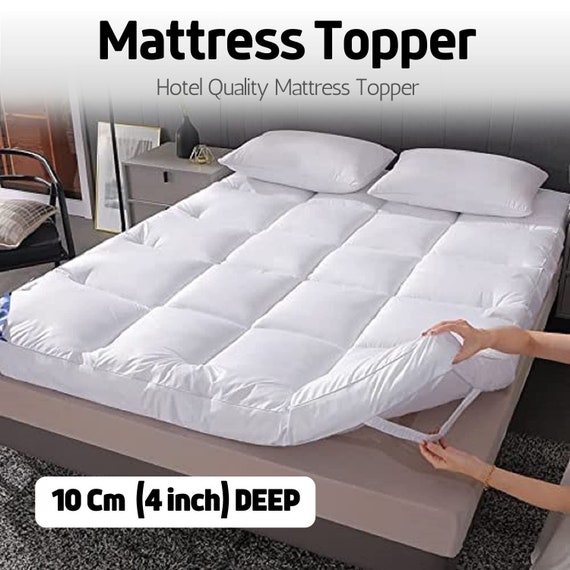 Hotel Quality Mattress Topper 10cm Deep Thick Single Double King Super  Mattress Topper Strong Straps Thick Topper Comfy Mattress 