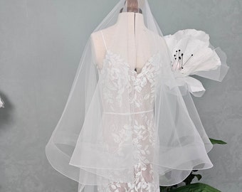 Horsehair veil, Horse hair trim veil, Bridal veil with Horsehair edging