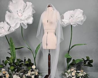Juliet cap  veil, Ivory cap veil