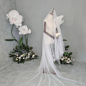 Long blusher veil, super transparent bridal veil, wide veil with long blusher image 7