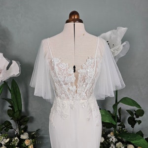 Removable flutter sleeves, Off shoulder straps, Bridal sleeves , Straps