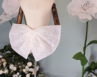 Detachable Sequin Bow, Removable wedding dress Bow