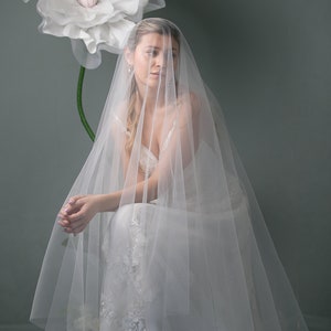 Long blusher veil, super transparent bridal veil, wide veil with long blusher image 1