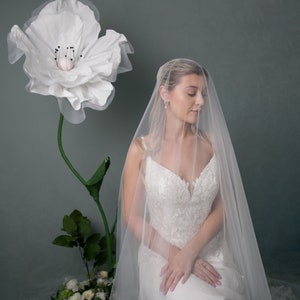 Long blusher veil, super transparent bridal veil, wide veil with long blusher image 3