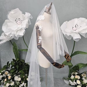 Drop Veil With Lace And Pearl, 2 Tiers Lace Veil, Super soft veil