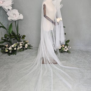 Long blusher veil, super transparent bridal veil, wide veil with long blusher image 8