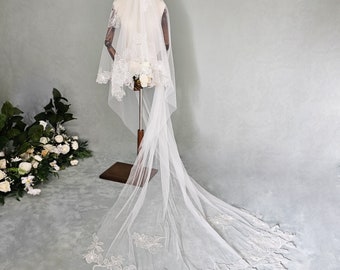 Sparkle Sequin With Flower Lace Veil