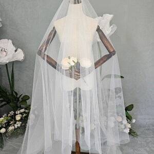 Long blusher veil, super transparent bridal veil, wide veil with long blusher image 9