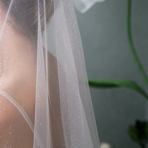 Fine Glitter veil, Barely there veil,  sparkle veil, Silver glitter veil