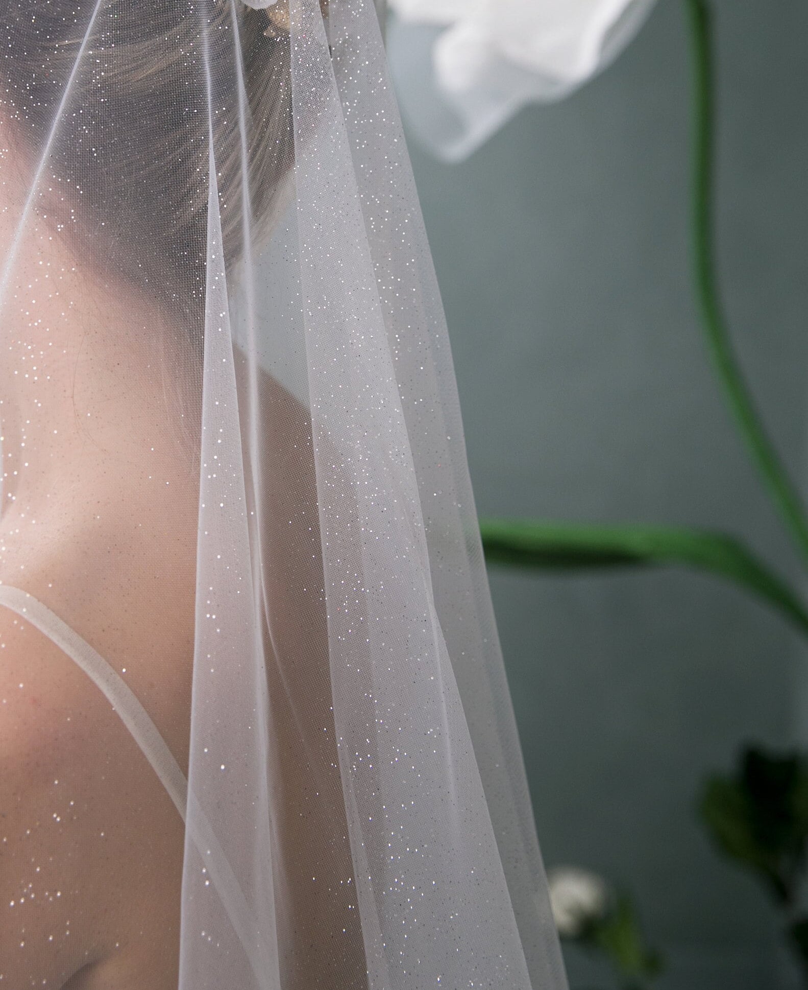 Ivory Fine Glitter Cathedral Veil - Etsy display picture 2
