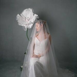 Long blusher veil, super transparent bridal veil, wide veil with long blusher image 5