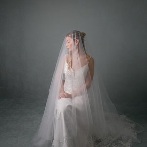 Long blusher veil, super transparent bridal veil, wide veil with long blusher image 4