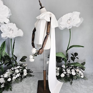 Removable Bridal satin bow with tails, Detachable Satin bow,