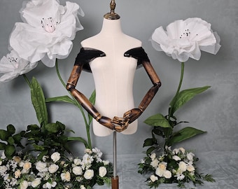 Mangas de novia de tul negro: Tirantes desmontables