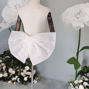 Detachable Sequin Bow, Removable wedding dress Bow