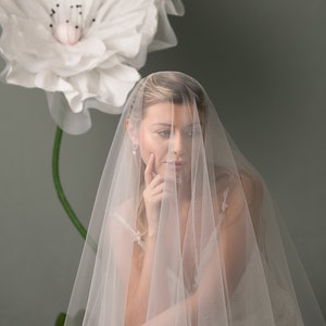 Long blusher veil, super transparent bridal veil, wide veil with long blusher image 6