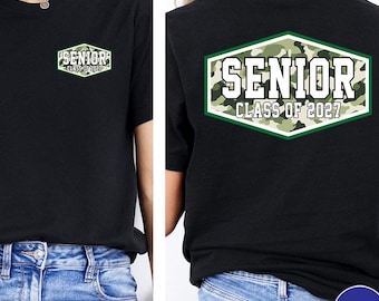 Senior 2027 PNG, Class of 2027 Camo Senior PNG, Graduation Sublimation Design, Front and Back School Spirit Digital Download