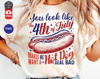 4 juli varmkorv PNG: Retro amerikansk design (digital nedladdning)