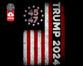 Bandera estadounidense Trump 2024 PNG: Diseño patriótico (Descarga digital)