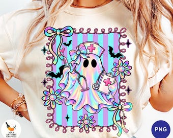 Halloween Nurse Ghost PNG, Cute Nurse PNG, Pastel Ghost PNG, Spooky Nurse Digital Download, Halloween Medical Sublimation Png, Boo Ghost Png