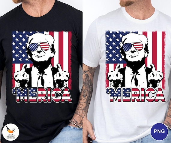 Trump Merica PNG, Funny 4th of July Patriotic Design, USA Flag Sunglasses Graphic, Independence Day Shirt Sublimation File