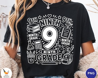 9th Grade PNG, Ninth Grade School Learning PNG, Back to School Png Teacher, First Day of School PNG, Kids School Clipart, Digital Download
