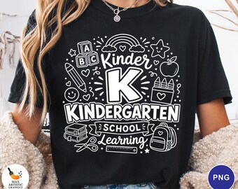 Kindergarten PNG, Kinder K School Learning PNG, Back to School Png Teacher, First Day of School PNG, Kids School Clipart, Digital Download